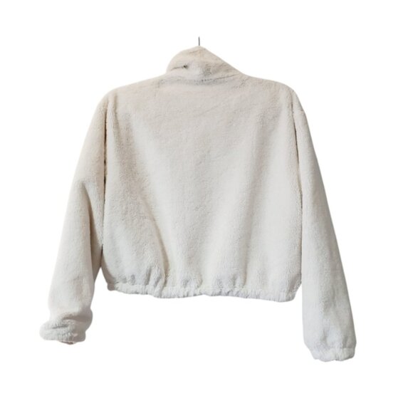 Sans Souci White Fleece Teddy Boxy Zip Streetwear Cozy Shacket L - Picture 3 of 7